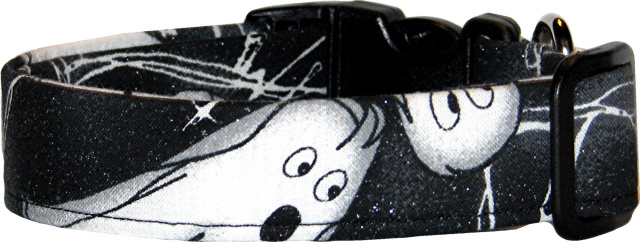 Black Glitter Ghosts Handmade Dog Collar