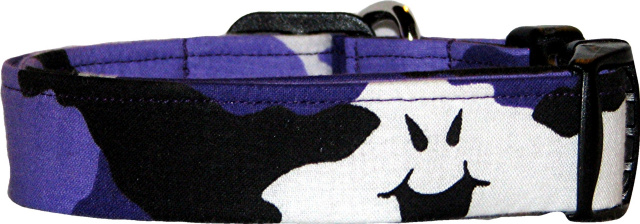 Purple Camo Ghosts Handmade Dog Collar