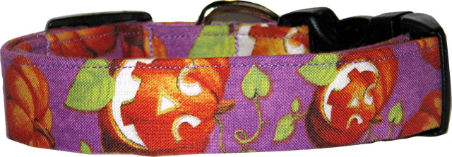 Vibrant Purple Jack O'Lanterns Dog Collar