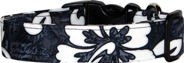 Black, Charcoal & White Hawaiian Custom Dog Collar