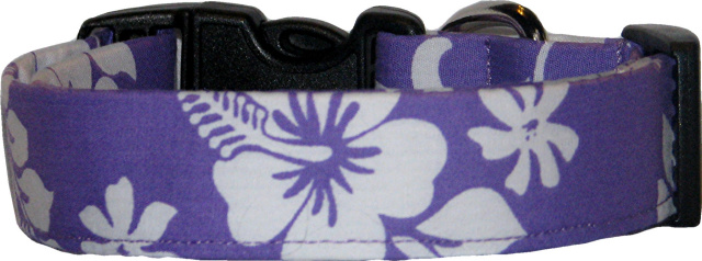Light Purple & White Hawaiian Dog Collar