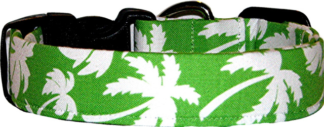 Lime & White Palms Handmade Dog Collar