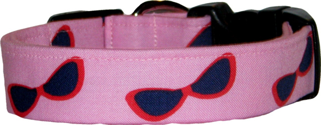 Pink Sunglasses Dog Collar