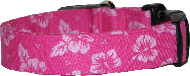 Pink on Pink Hibiscus Hawaiian Dog Collar