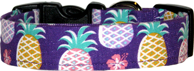 Purple Pineapples Hawaiian Dog Collar