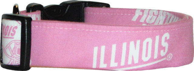 Pink University of Illinois Handmade Dog Collar
