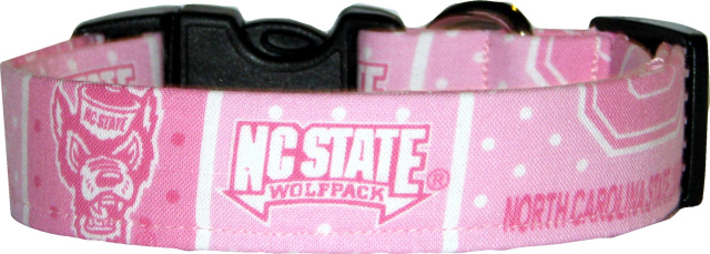 Pink North Carolina State University Dog Collar