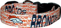 White Denver Broncos Handmade Dog Collar