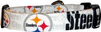 White Pittsburgh Steelers Handmade Dog Collar