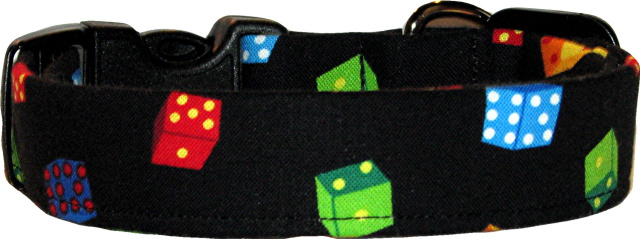 Bright Dice Black Handmade Dog Collar