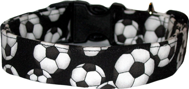 Soccer Balls Black Handmade Dog Collar