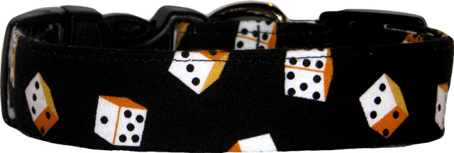 Little Dice on Black Handmade Dog Collar