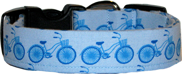 Little Blue Bicycles Dog Collar