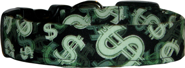 Money Dollar Signs Dog Collar