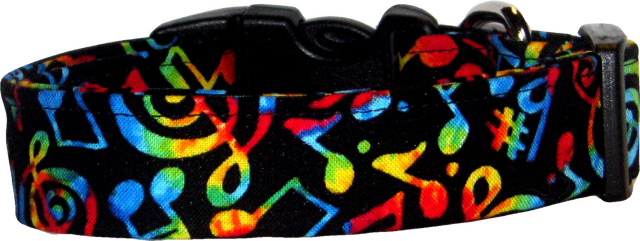 Rainbow Music Notes Handmade Dog Collar