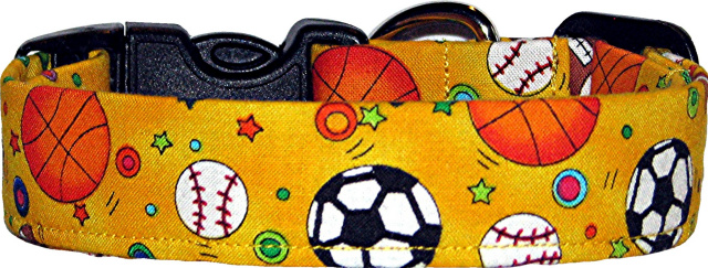 Yellow Sports Stuff Handmade Dog Collar