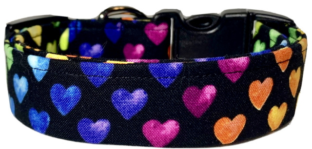 Funky Bright Dots on Black Handmade Dog Collar