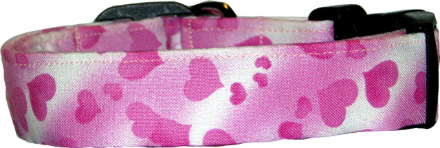 Pink Heart Showers Handmade Dog Collar