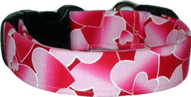 Pink & Red Hearts Designer Dog Collar