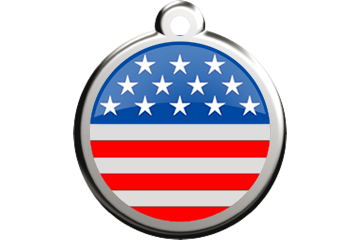 American Stars & Stripes Enamel Engraved Dog Tag