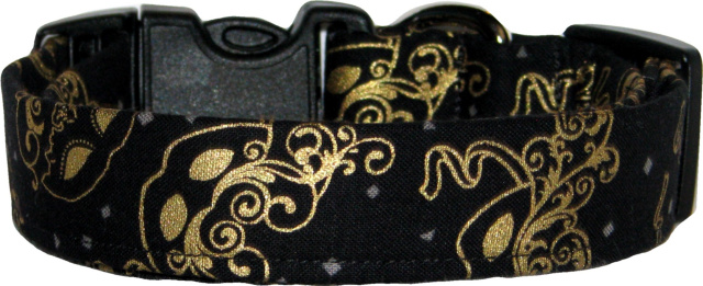 Black & Gold Mardi Gras Masks Dog Collar
