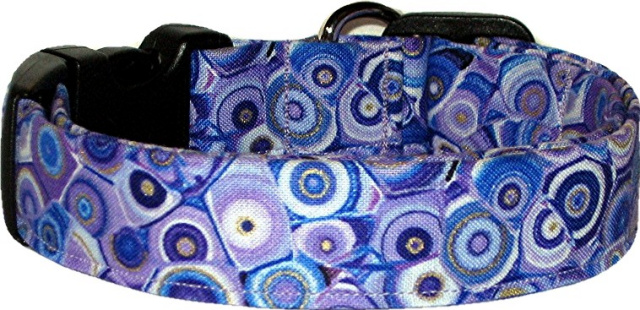 Purple Blue Mosaic Glass Handmade Dog Collar