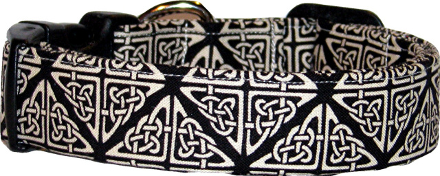 Black & Cream Celtic Knot Handmade Dog Collar