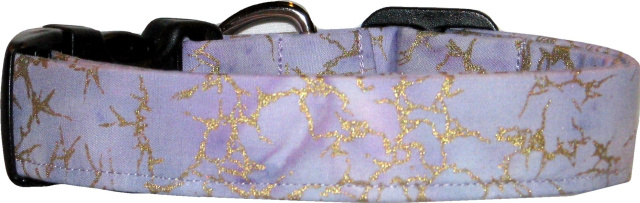 Purple & Gold Batik Handmade Dog Collar