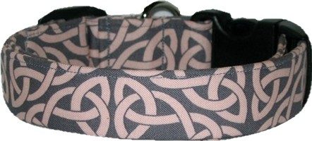 Pink & Gray Celtic Knot Handmade Dog Collar