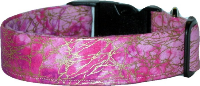 Pink & Gold Batik Handmade Dog Collar