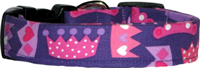 Purple Cartoon Princess Crowns Dog Collar