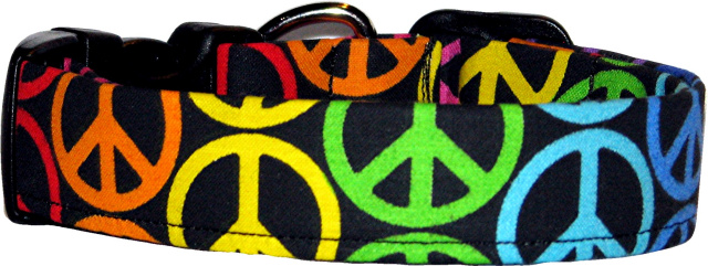 Rainbow Peace Signs Handmade Dog Collar