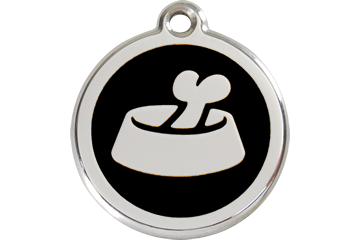 Dog Bowl & Bone Enamel Engraved Dog Tag