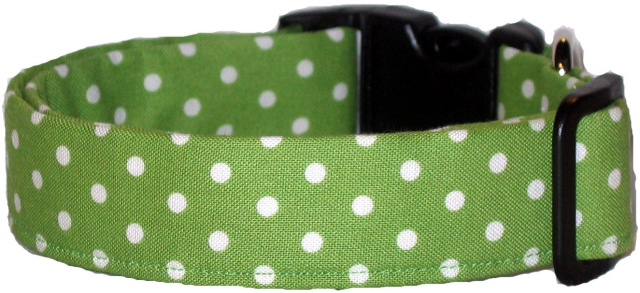 Green Apple Small Dots Handmade Dog Collar