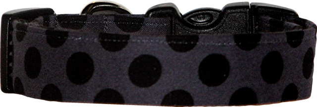 Charcoal Gray & Black Dots Handmade Dog Collar