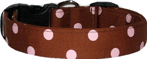 Brown & Pink Big Dots Handmade Dog Collar