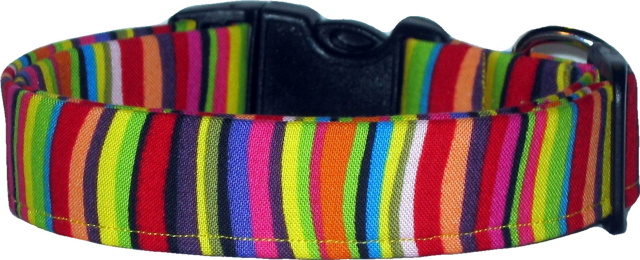 Funky Bright Stripes Handmade Dog Collar