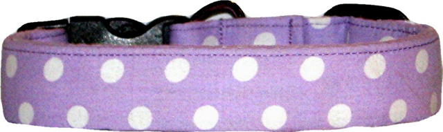 Lavendar & White Dots Handmade Dog Collar