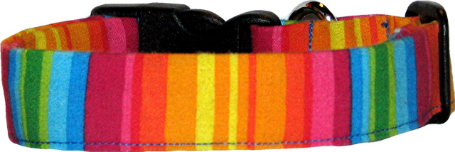 Bright Rainbow Stripes Handmade Dog Collar