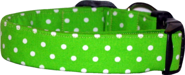 Lime & White Mini Polka Dot Handmade Dog Collar