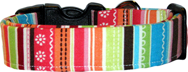 Summertime Stripes MM Handmade Dog Collar