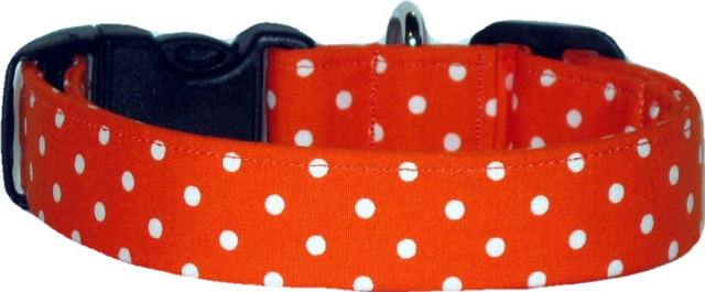 Orange White Mini Dots Handmade Dog Collar