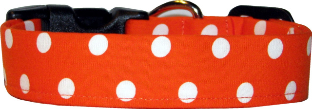 Orange White Dumb Dots Handmade Dog Collar