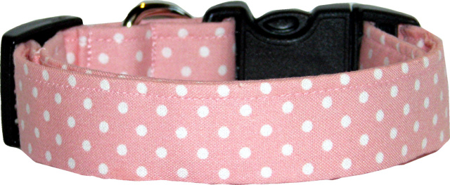 Pale Pink & White Mini Dots Dog Collar