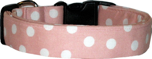 Pale Pink & White Dots Handmade Dog Collar