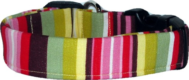 70's Colors Striped Handmade Dog Collar