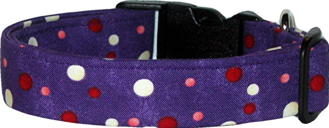 Purple Red White Dots Handmade Dog Collar