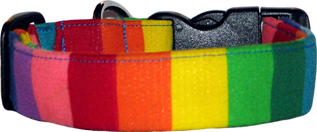 Rainbow Block Stripes Handmade Dog Collar