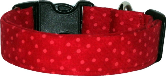 Red on Red Dots Handmade Dog Collar