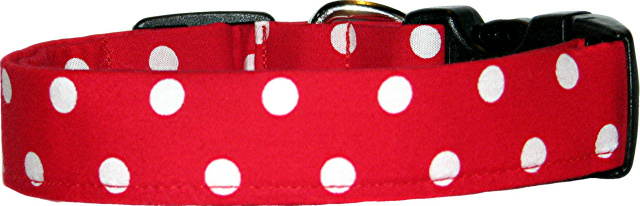 Red & White Polka Dots Handmade Dog Collar